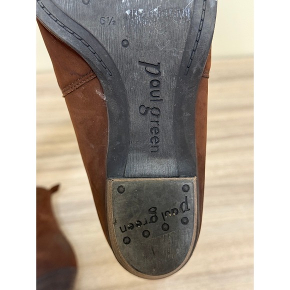 Paul Green Women Boots Brown 6.5 US 9 Suede Chelsea Ankle Block Heel Austria - Picture 10 of 13